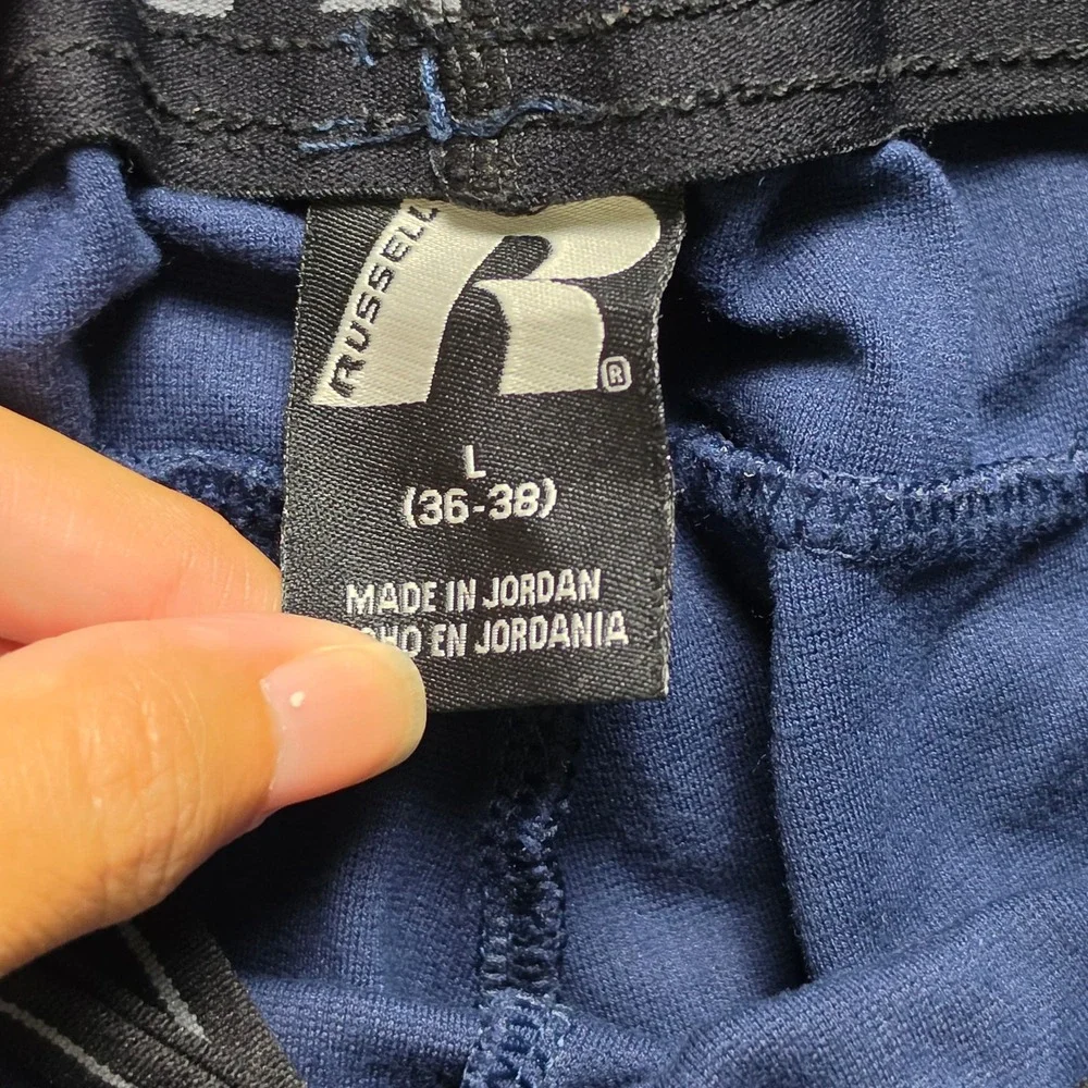 Russell Athletic Joggers Mens Large Navy Blue Zipper Pockets Performance Pants